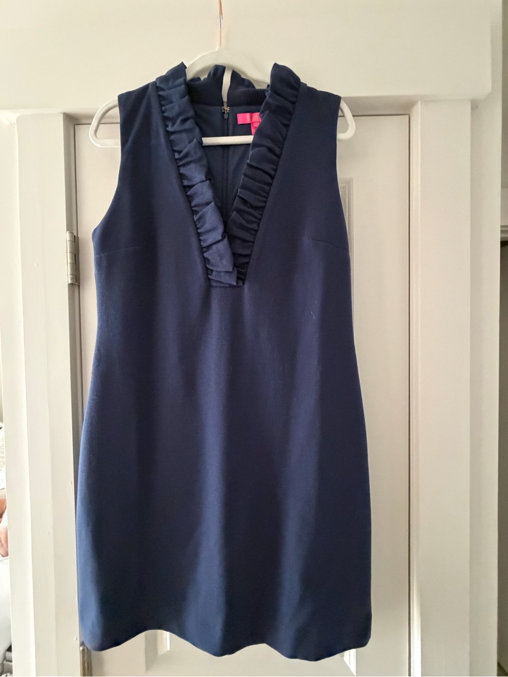 Lilly Pulitzer Navy Ruffle V-Neck Shift Dress-NWT - Picture 3 of 12